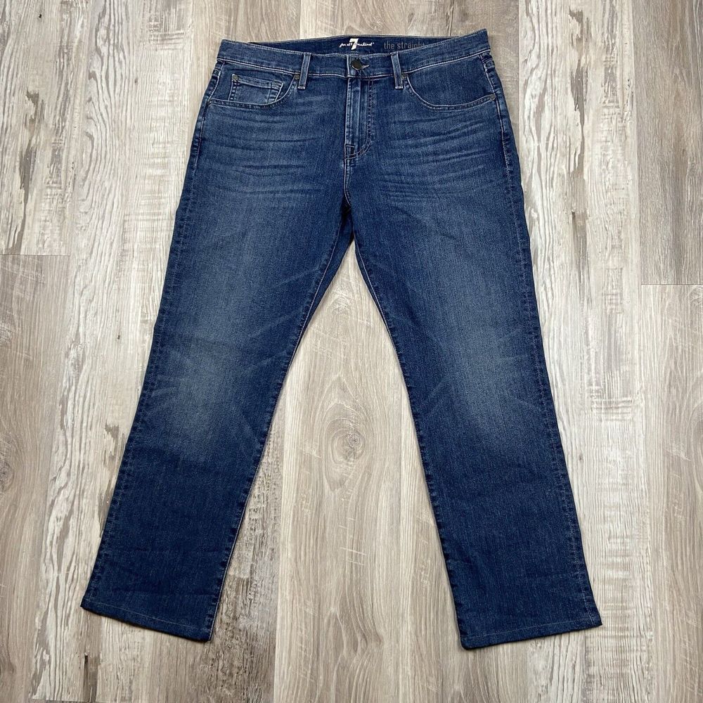 7 For All Mankind Jeans Mens‎ 34x28 The Straight Leg Blue Medium Wash